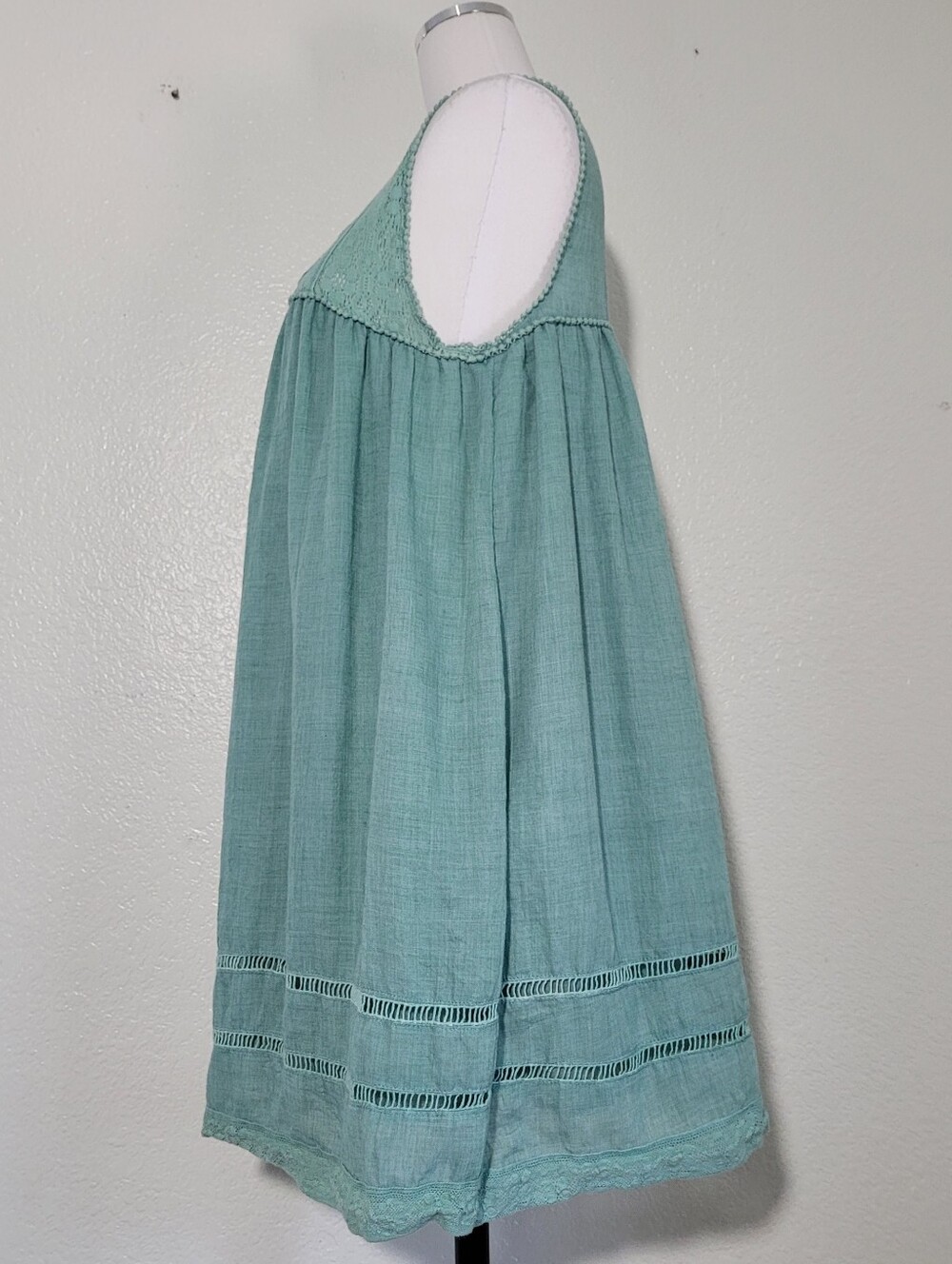 Umgee Mint Sage  Bohemisn Relaxed Shit Silhoutte Women' Cotton Blend Dress Medui - Picture 4 of 9